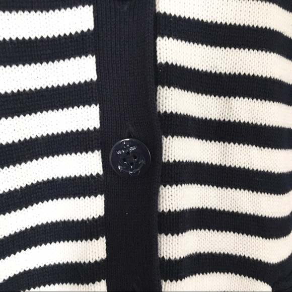 Talbots Women's Mock Neck Nautical Striped Button Up Sweater - Picture 4 of 12